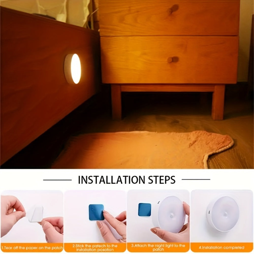 Motion Sensor Night Light 6 Pack Wireless Rechargeable 1000mAh - LED Step Lights with Motion & Light Sensor, Polished Plastic Sconce PVC Shade, Safe Night Lighting for Staircase Be - product image 12
