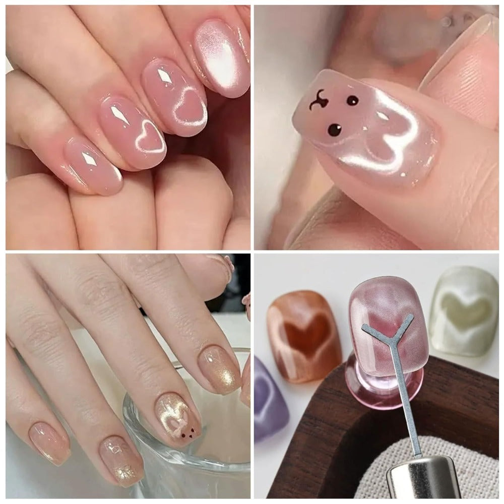 Cat Eye Nail Magnet Set 11pcs - 3-in-1 Magnet Stick with Heart & Bunny Designs, Strong Magnetic Tool for Cat Eye Gel Polish Nail Art, Professional Salon & Home DIY Nail Art Gift - product image 11