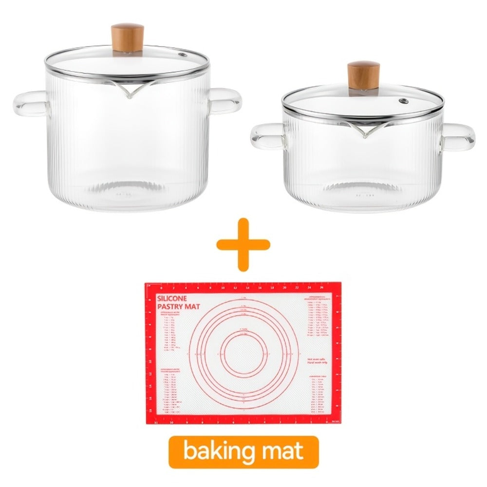 Glass Saucepan Set 2-Pack Stovetop Safe Borosilicate Ribbed Pots with Lids – 78oz & 54oz Heat Resistant Cookware for Soup, Ramen, Milk | Transparent Glass Pot Kitchen Cooking Set w - product image 3