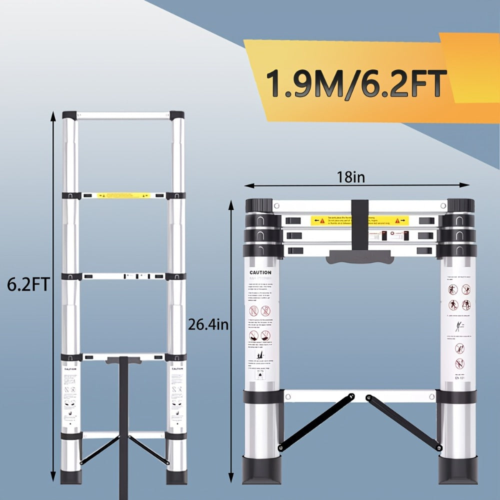 Telescoping Extension Ladder Aluminum Heavy Duty 330 LBS – 6.5 / 8.5 / 10.5 / 12.5 FT Folding Telescopic Ladder, Easy Store, Multi-Purpose for Roof Repair, Painting, Gutter Cleanin - product image 3