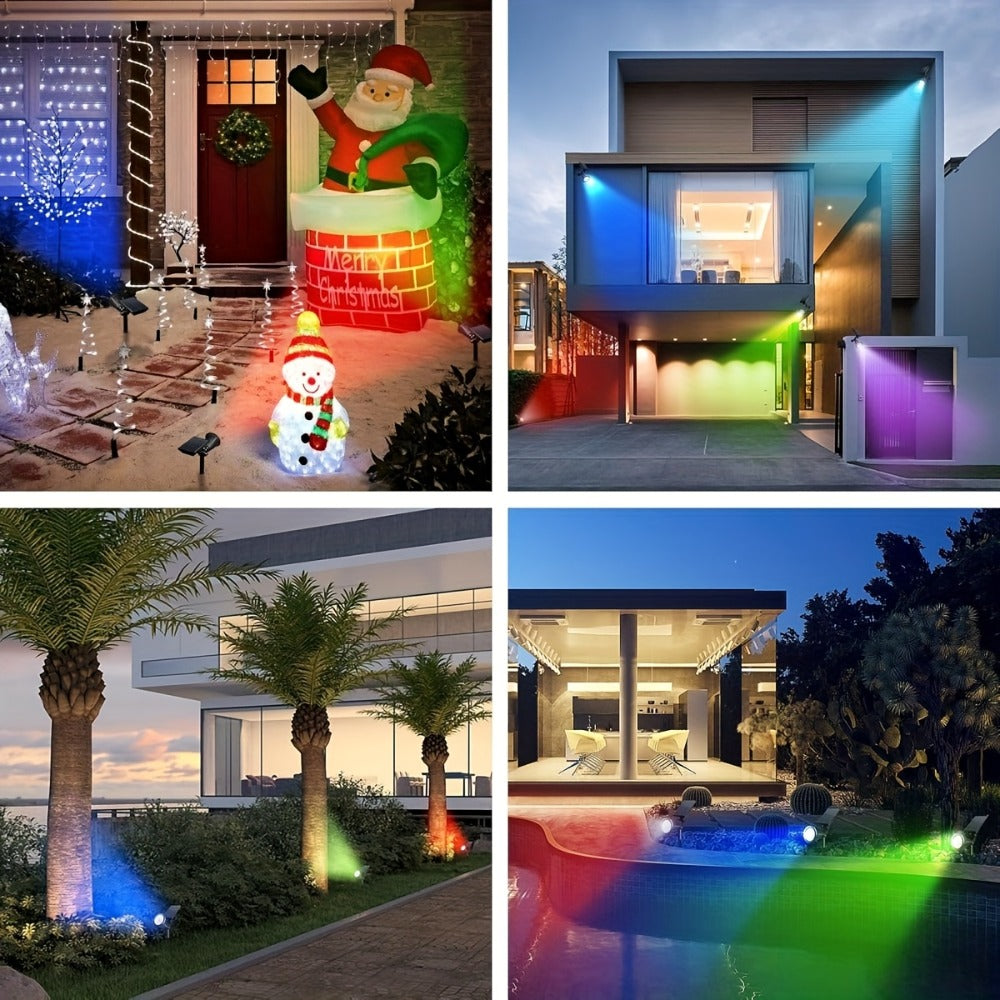 Solar Landscape Lights 2-in-1 Wall & Ground – Independent Adjustable Solar Panel Auto On/Off | 8 Color Modes Outdoor Solar Spotlight for Garden, Driveway, Sidewalk & Pool Area | IP - product image 12
