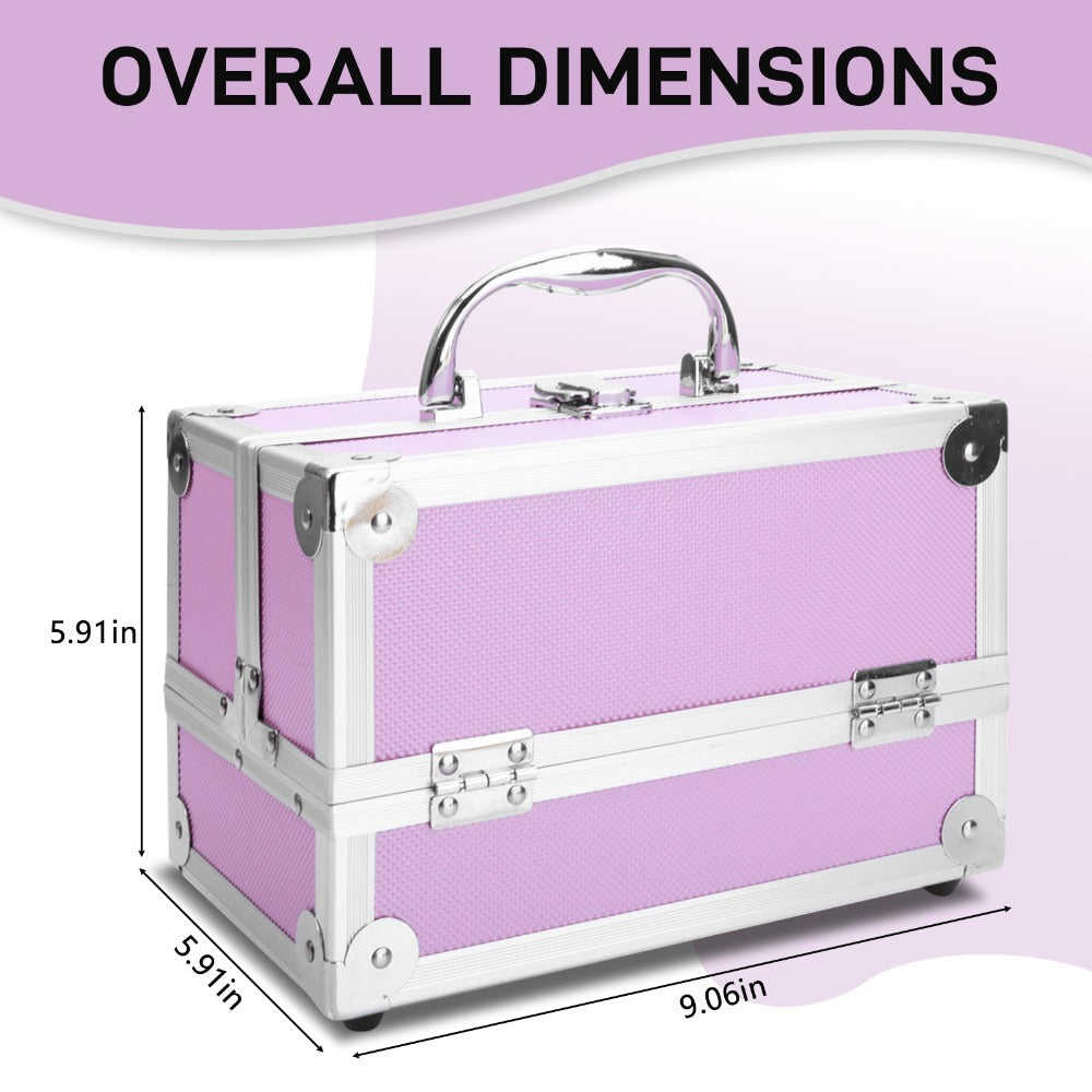 Aluminum Makeup Train Case with Wheels Large Capacity Lockable Cosmetic Trolley Organizer Adjustable Dividers Retractable Handle for Makeup Artists Salon Travel Black Silver Pink B - product image 28