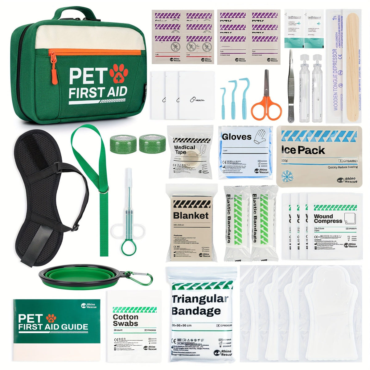 50-Piece Emergency Supplies with Bandages, Gauze, Scissors & Disposable Booties, Portable Nylon Bag for Hiking Camping Travel, FSA HSA Eligible – Pet First Aid - product image