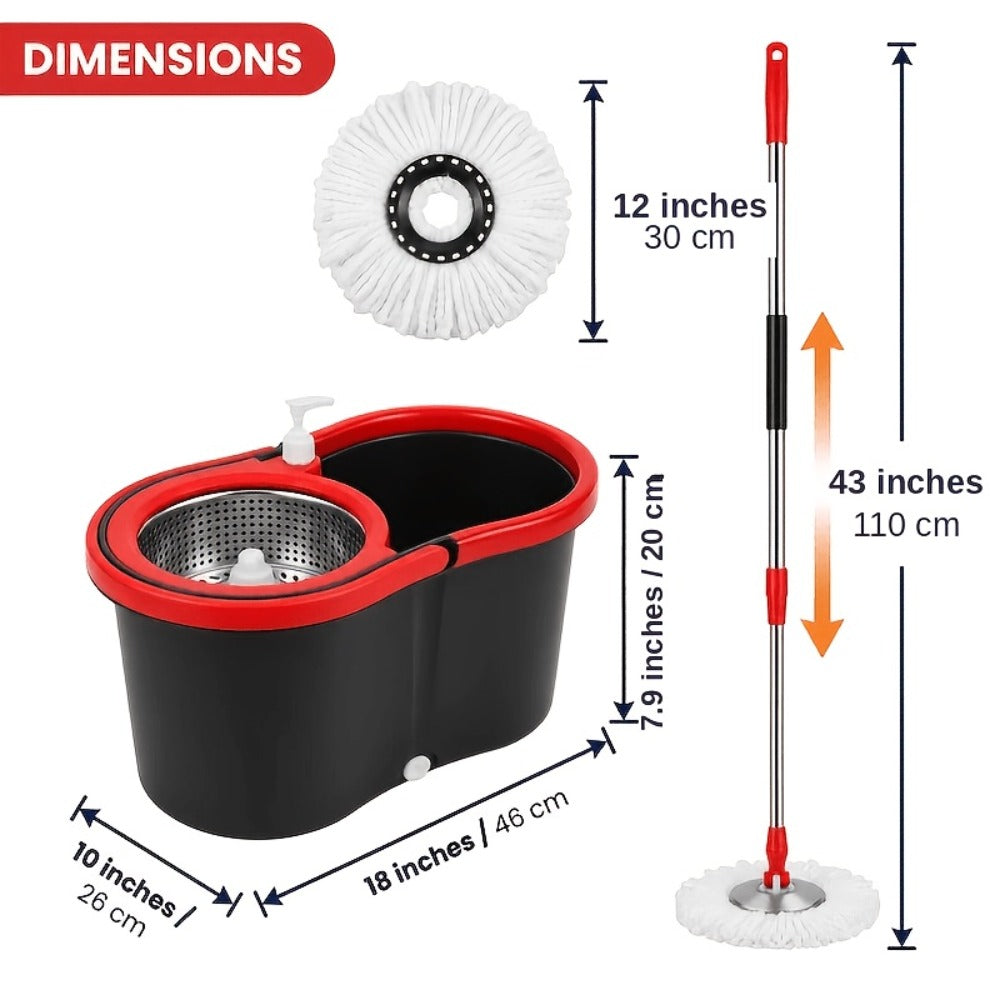 Spin Mop and Bucket Set 360° with 4 Microfiber Mop Heads – Wringer Bucket Floor Cleaning Kit for Hardwood Tile Laminate – Spinning Mop System Home Kitchen - product image 3