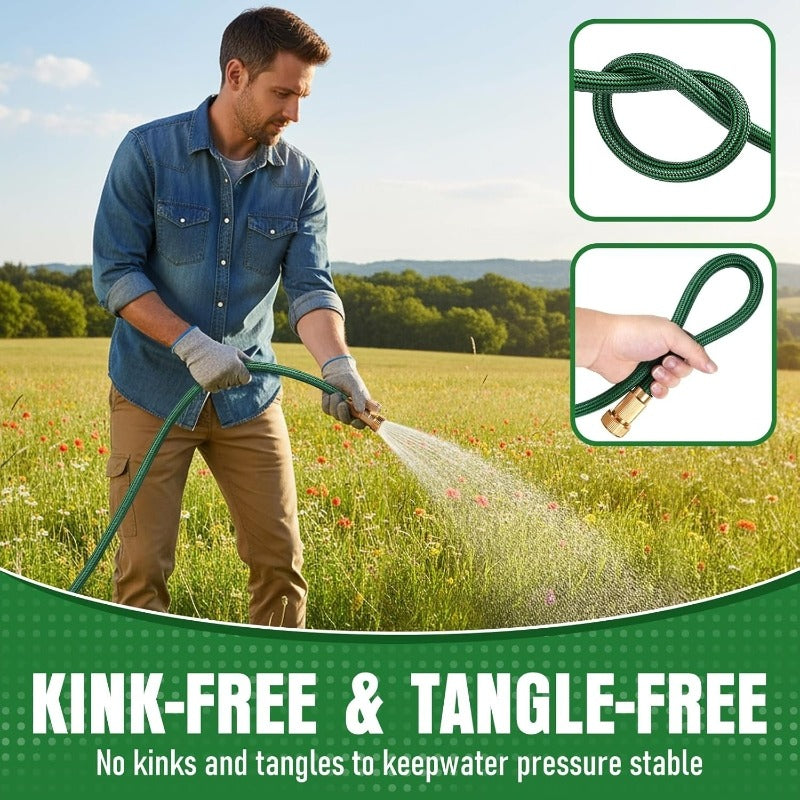 Heavy-Duty Rubber Garden Hose with 9-Function Nozzle | Non-Expandable, Kink-Resistant – 25/50/75/100FT - product image 3