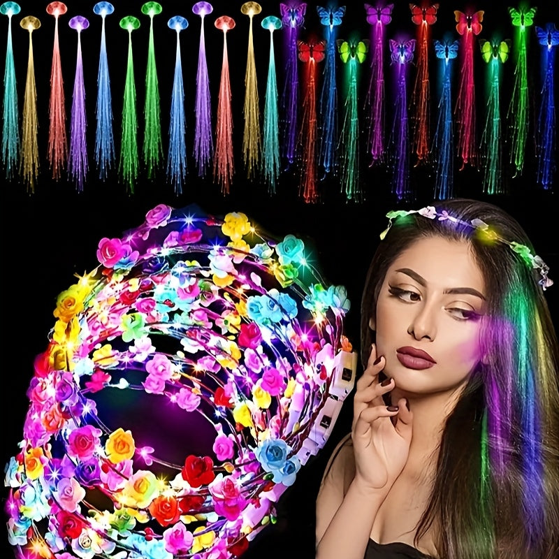 Light Up Flower Crown Headbands 36 Pack Bulk LED Fiber Optic Floral Tiara Glow Party Favors for Women Girls Wedding Birthday Halloween Mardi Gras Bachelorette Cosplay Festival Beac - product image