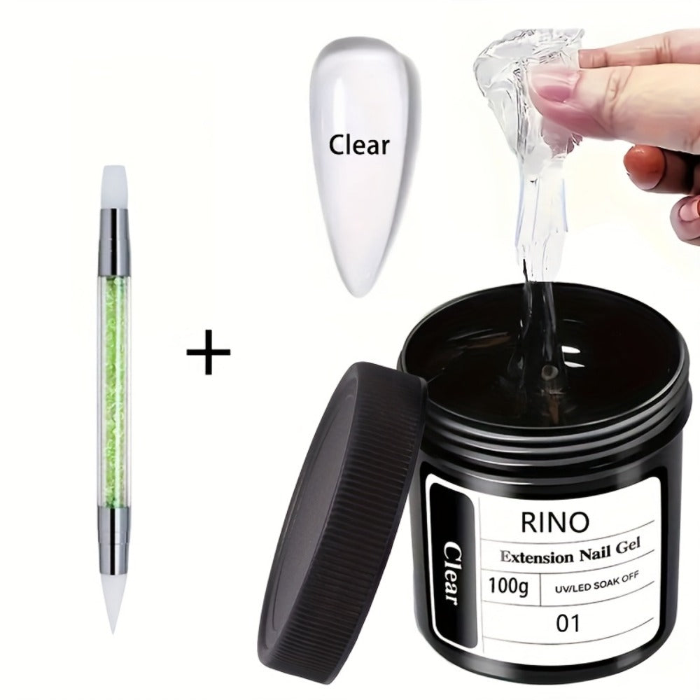 Poly Nail Extension Gel Clear 100g 2-Piece Set – Non-Stick Odorless Soak-Off LED Gel for 3D Nail Sculpture, Rhinestone Adhesive & Nail Art, Beginner & Salon Nail Extension Kit - product image 3