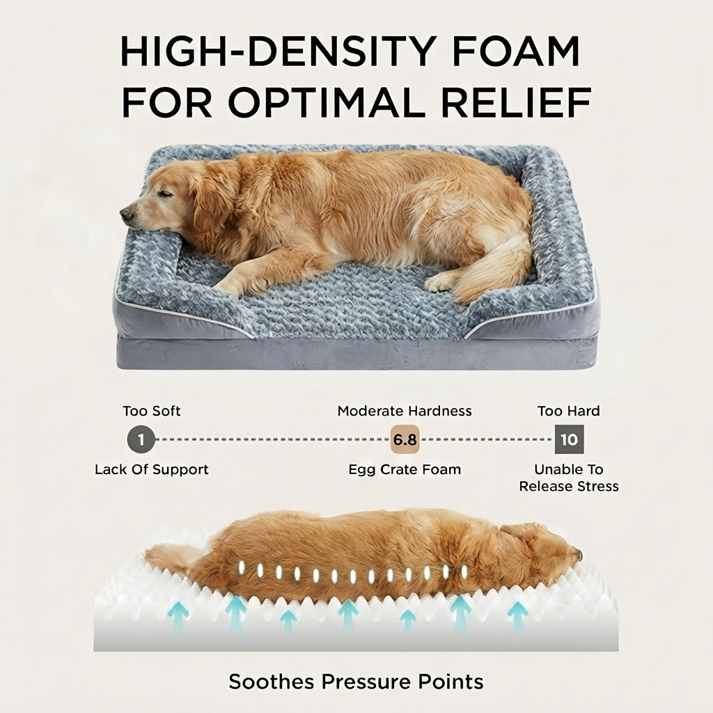 Washable Removable Cover, 3-Inch Thick Anti-Anxiety Plush, Nonskid Bottom for Extra Large Dogs, M to XXXL, Grey – Orthopedic Dog Sofa Bed C-Shape Bolster - product image 4