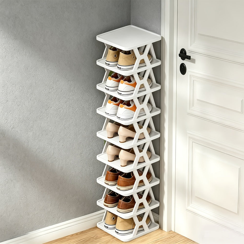 Shoe Rack Organizer 6 or 9 Tier - Space Saving Folding Shoe Rack for Hallway Doorway Bedroom Dorm, Narrow Entryway Shoe Storage, Black or White - product image 13
