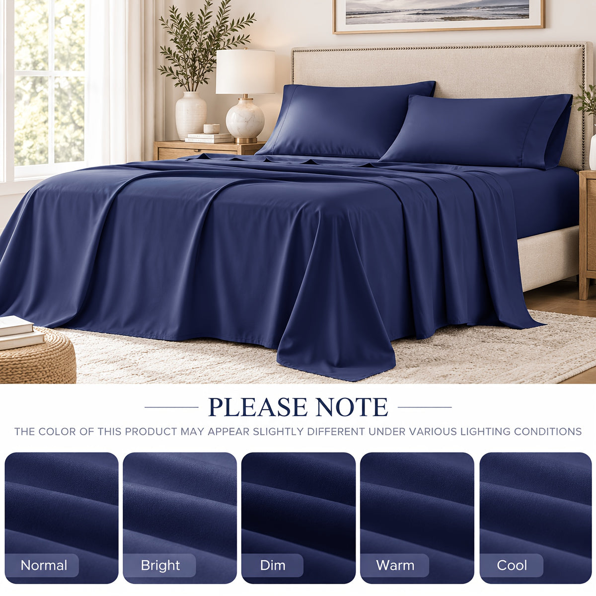 6 pcs Deep Pocket Cooling Bamboo Sheet Set, Luxurious and Ultra-Soft, Breathable, 16 Inch Extra Deep Pocket, Twin, Full, Queen, King, Multiple Colors to Choose - product image 15
