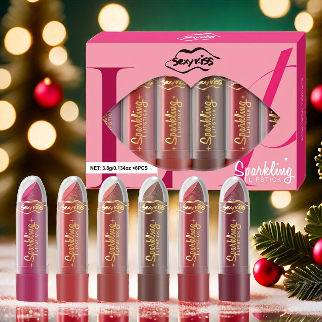 Glossy Shimmer Lipstick Gift Box Set 6PCS – Water-Resistant Long-Lasting Shimmering Lip Color in Assorted Shades, Buildable Pigment Luminous Finish Lipstick Collection for Women Al - product image 15