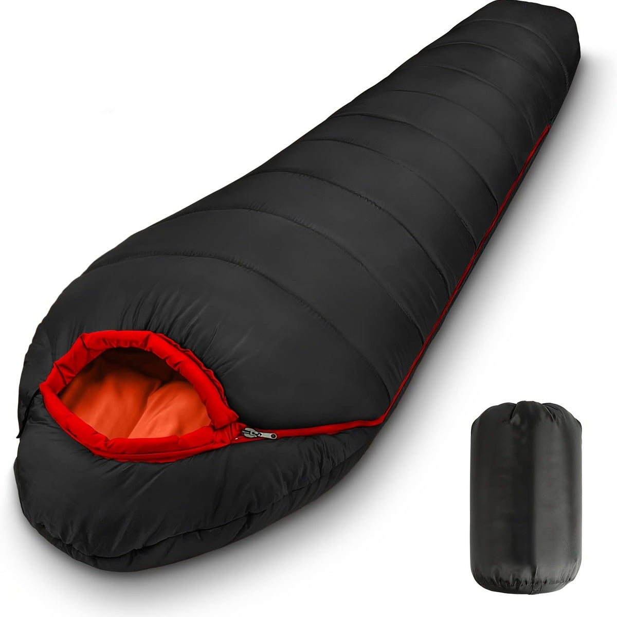 Mummy Sleeping Bag 15°F & 32°F – 3-4 Season Cold Weather Sleeping Bag for Adults, Ripstop Polyester Lining, Anti-Snag Zipper, Warm Washable Camping Sleeping Bag for Hiking, Backpacking & Outdoor