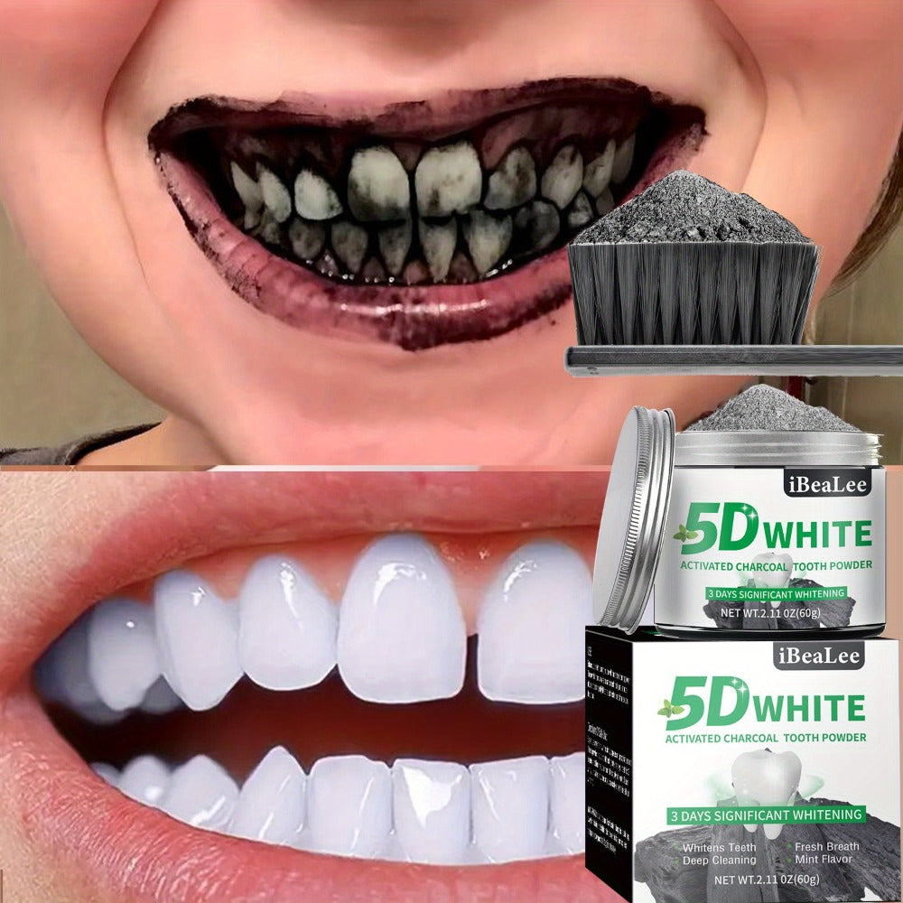 Activated Charcoal Teeth Whitening Powder 60g Natural Stain Remover for Coffee Tea Tobacco Deep Cleaning Dental Polish Breath Freshener Oral Care for Men Women Daily Whitening Trea - product image