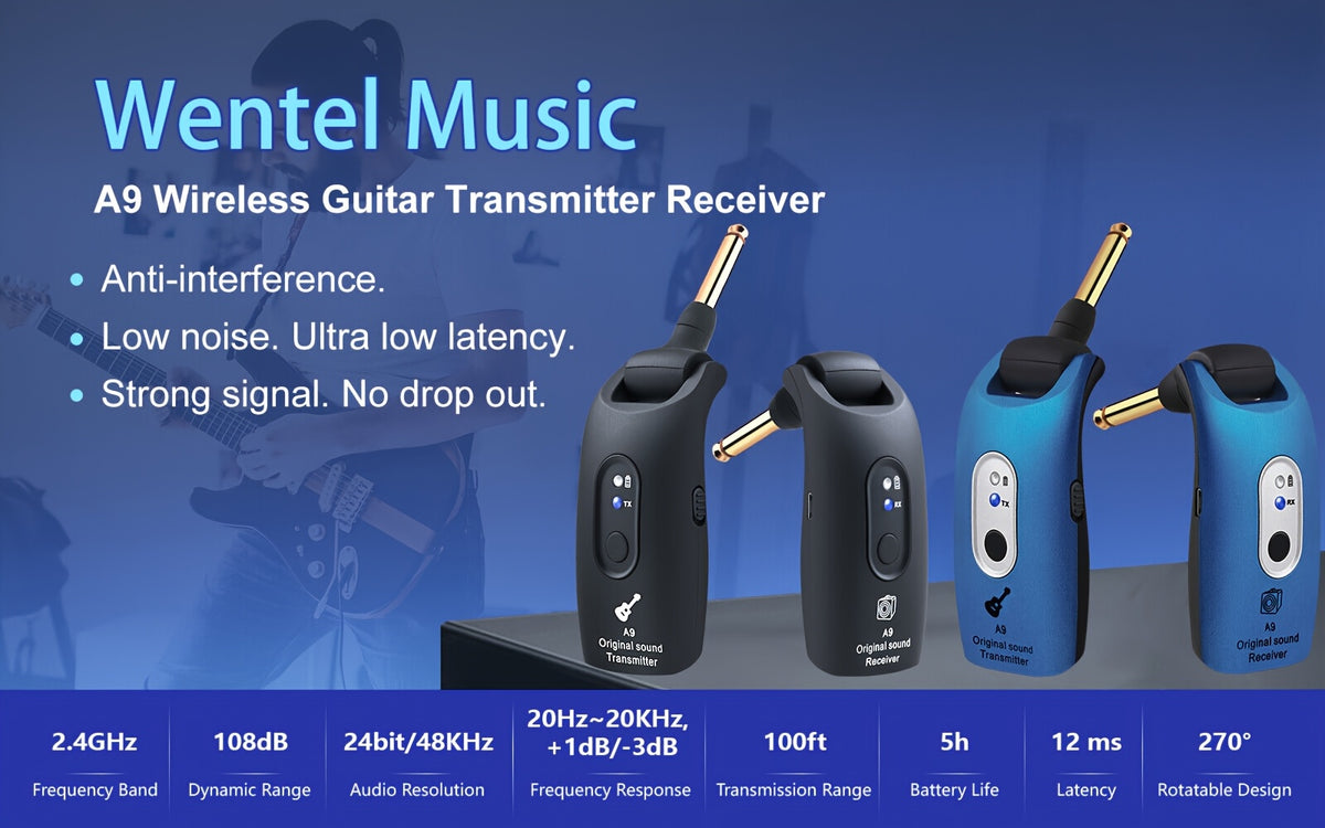 Wireless Guitar System 2.4GHz Built-in Rechargeable Lithium Battery 270°Rotatable Audio Wireless Transmitter Receiver for Acoustic Guitar Bass Violin Keyboard - product image 11