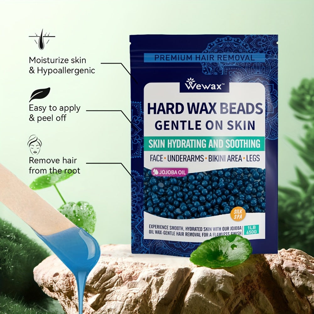 Hard Wax Beads 450g Brazilian Strong Adhesion No-Strip – Precision At-Home Waxing for Bikini Legs Underarms Arms Body Face, Hair Removal Wax Kit for Women, Dark Blue & Light Blue - product image 8