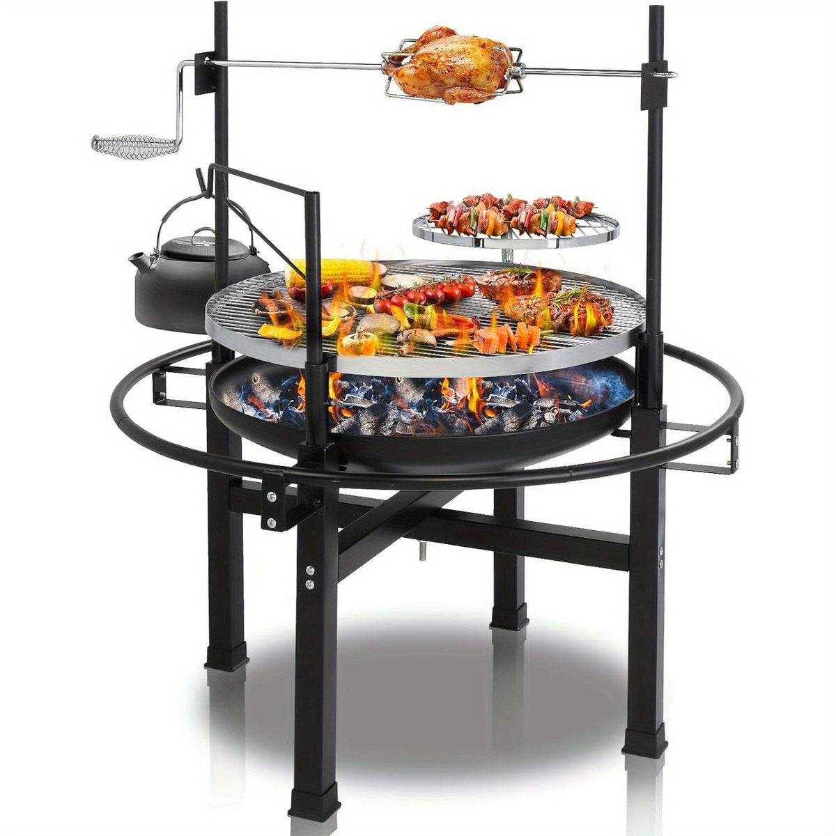 BBQ Fire Pit 33 Inch Wood Burning Outdoor Fire Pit with Swivel Cooking Grate, 2 Removable Grills for Backyard Patio Picnic Outside Camping - product image 4