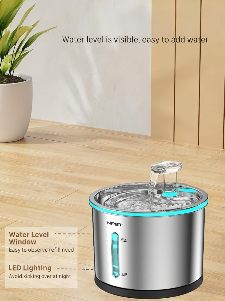 Cat Water Fountain Stainless Steel 50oz/1.5L | Ultra Quiet Auto Pet Water Dispenser with LED Light, Visible Window & Dishwasher Safe | Includes Replacement - product image 22