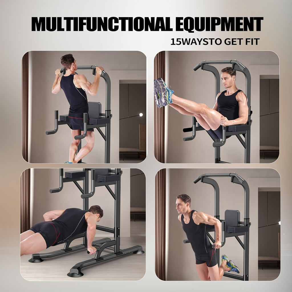Adjustable Height Multi-Function Home Gym Strength Training Workout Station for Dips, Chin Ups, Push Ups, Leg Raises & Upper Body Exercise, 3 Models Available - product image 3