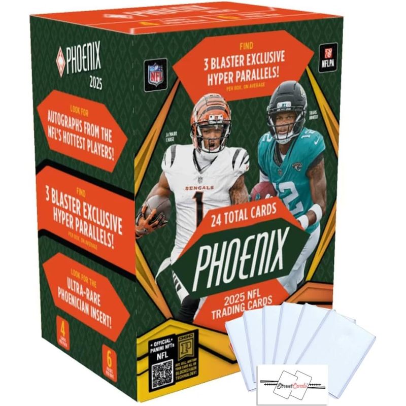2025 Panini Phoenix Football NFL Blaster Box 24 Trading Cards Look for Autographs Hyper Parallels Phoenician Inserts 6 Toploaders StreetCards Magnet Blaster - product image