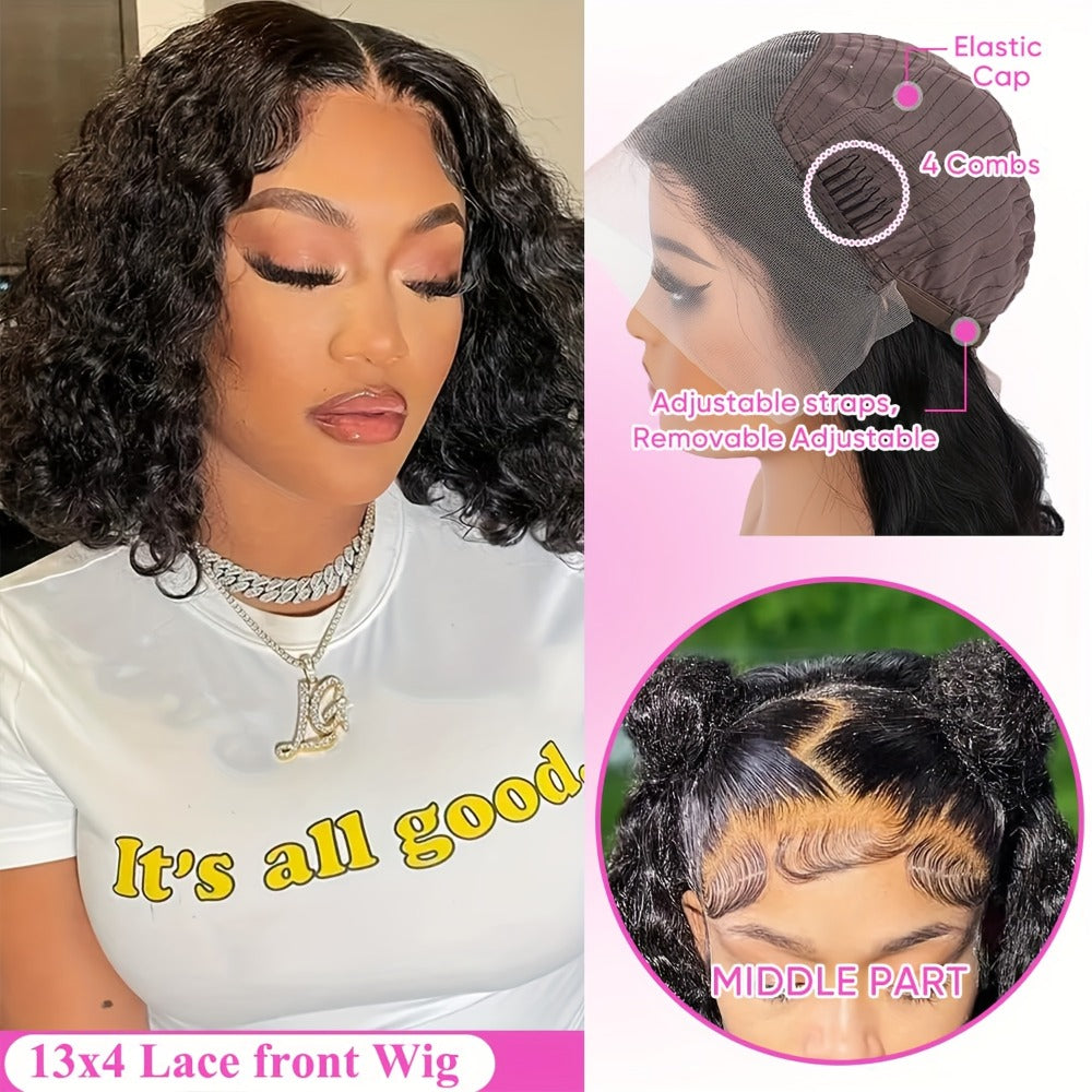 Glueless Bob Wig Human Hair 13x4 Pre Cut Lace 200% Density Wear and Go Deep Wave Body Wave Pre Plucked Bye Bye Knots Lace Front Wig for Black Women 8-40 Inch - product image 9