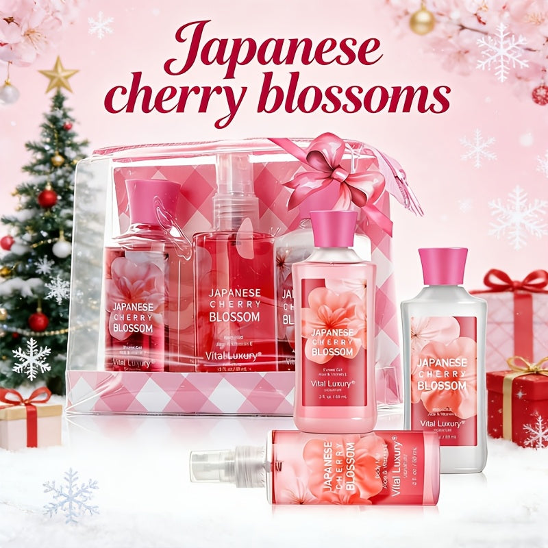Bath Body Care Gift Set Shower Gel Body Lotion Body Mist Aloe Vera Vitamin E Glycerin Deep Moisturizing Fragrance Set for Women Cherry Blossom Lavender Vanilla Coconut All Skin Typ - product image 23