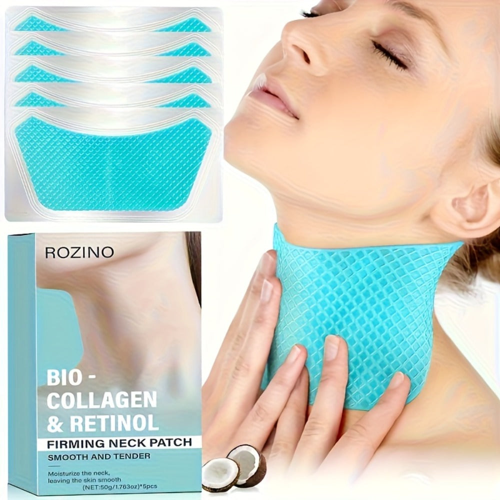 Bio Collagen Neck Lift Mask 5 Pack - Moisturizing & Brightening Gel Patches | Anti-Wrinkle, Anti-Aging, Firming Neck Skincare Treatment - product image