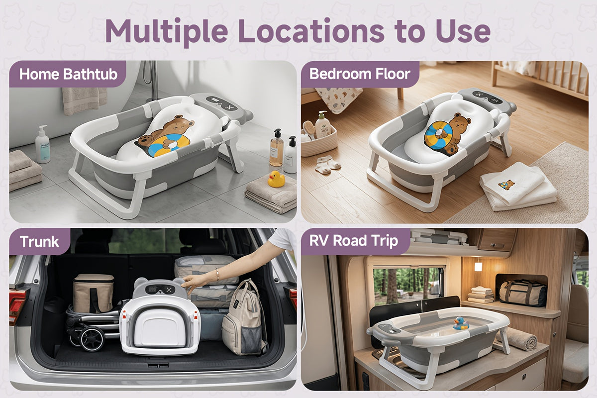 Foldable Bathtub, Foldable Baby Bathtub With Soft Cushion and Thermometer, Non-slip, Portable Travel Bathtub, Includes Soft Floatation Cushion, Durable and - product image 13