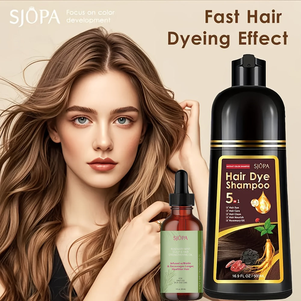 Hair Color Shampoo 5-in-1 Instant Gray Coverage Color Dyeing Conditioner 16.9oz – SJOPA No Ammonia Safe Natural Formula 12 Shades Unisex Men Women - product image 21