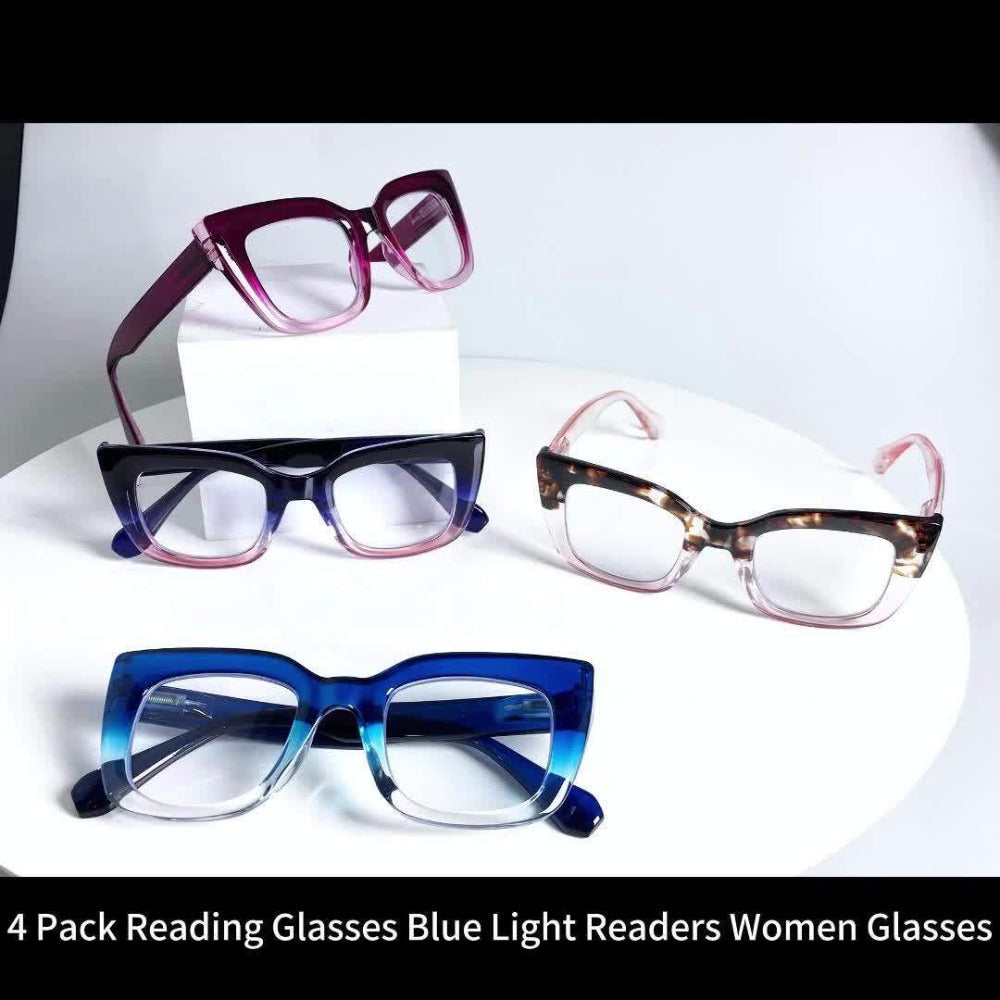 Reading Glasses Blue Light Blocking for Women 4 Pack – Cat Eye Frames with Metal Spring Hinges, Multicolor Floral Gradient Computer Eyeglasses - product image 11