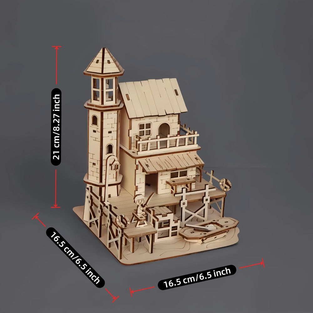 DIY Wooden Assembly Puzzle, Choose Fisherman's Hut / Treehouse / Cowboy Bar, STEM Brain Teaser Craft Kit, Unique Birthday & Holiday Gift – 3D Wood Model Kit - product image 9