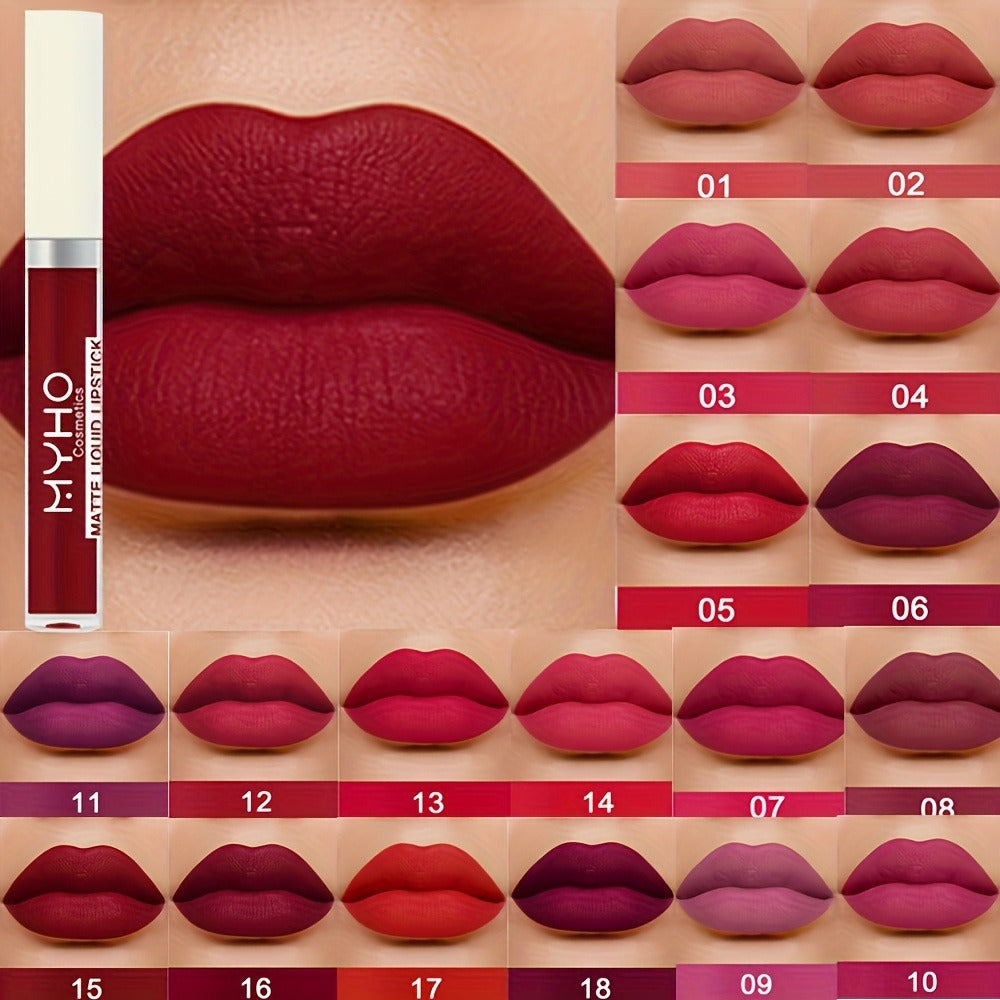 Velvet Matte Lip Gloss Set 9pcs — Waterproof High Pigment Non-Stick Lip Glaze, Long-Lasting Creamy Formula for All Skin Tones, 18 Shades, Perfect Makeup Gift for Women - product image
