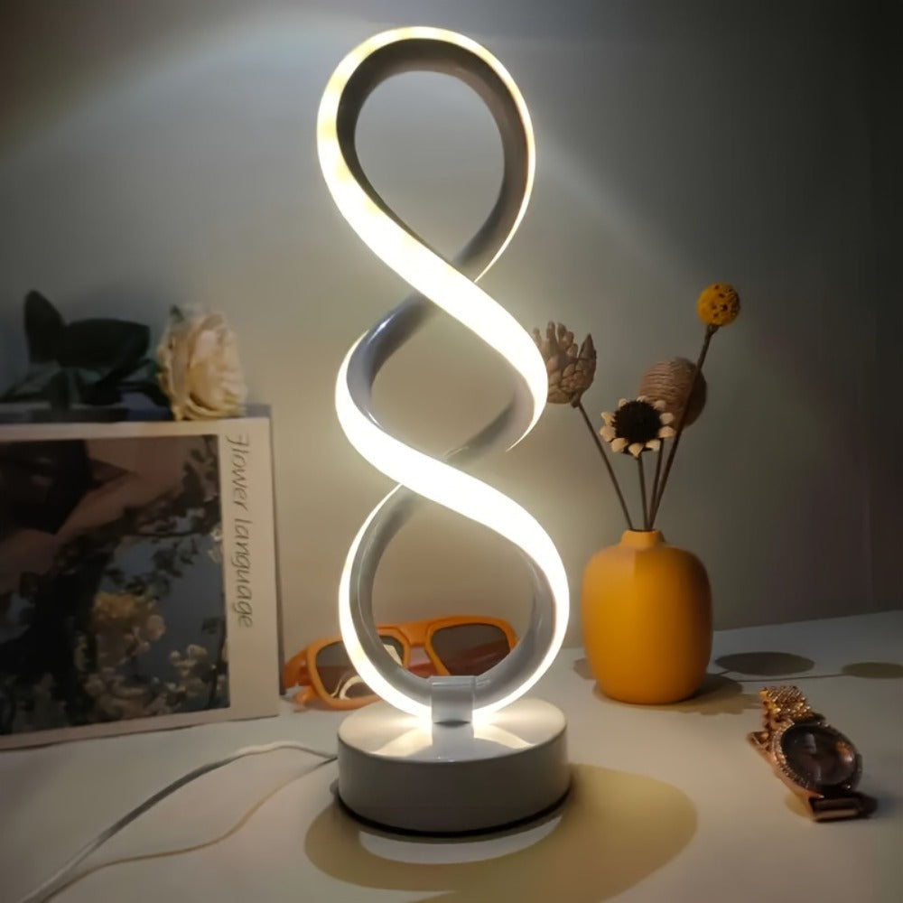 Spiral LED Table Lamp, Dimmable Push Button Control Desk Light for Bedroom Living Room Office, Modern Metal Base Indoor Accent Lamp, Unique Spiral Design Home Decor Gift for Christ - product image 13