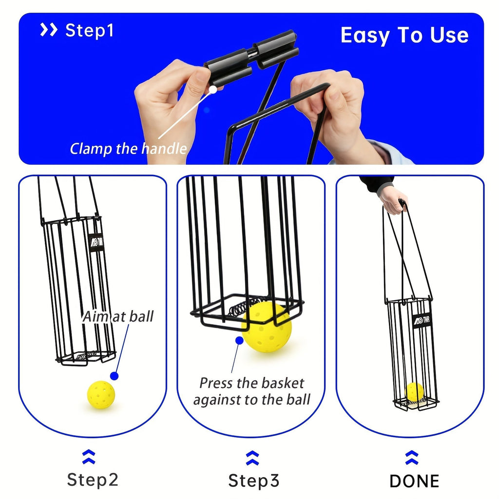 Aluminum Alloy Ball Picker Upper with Handle, Portable Ball Collection Basket for Hassle-free Court Pickup, Storage & Training Tool for Pickleball and Tennis - product image 4