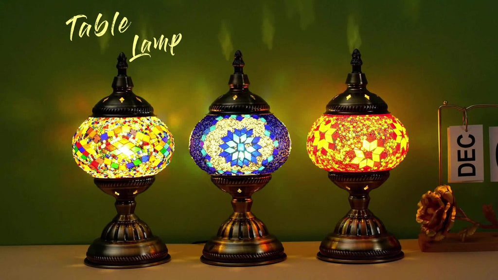Mosaic Table Lamp Handcrafted Turkish Glass Bedside Lamp 3-Color Dimmable with Metal Base Bulb Included - product image 16