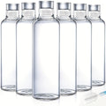 Borosilicate Glass Water Bottle Set of 6 with Lid Sleeve and Cleaning Brush – 18oz Reusable Juice Bottles | Non-Slip Sports Drinking Vessels for Home Office Gym Travel - product image 9
