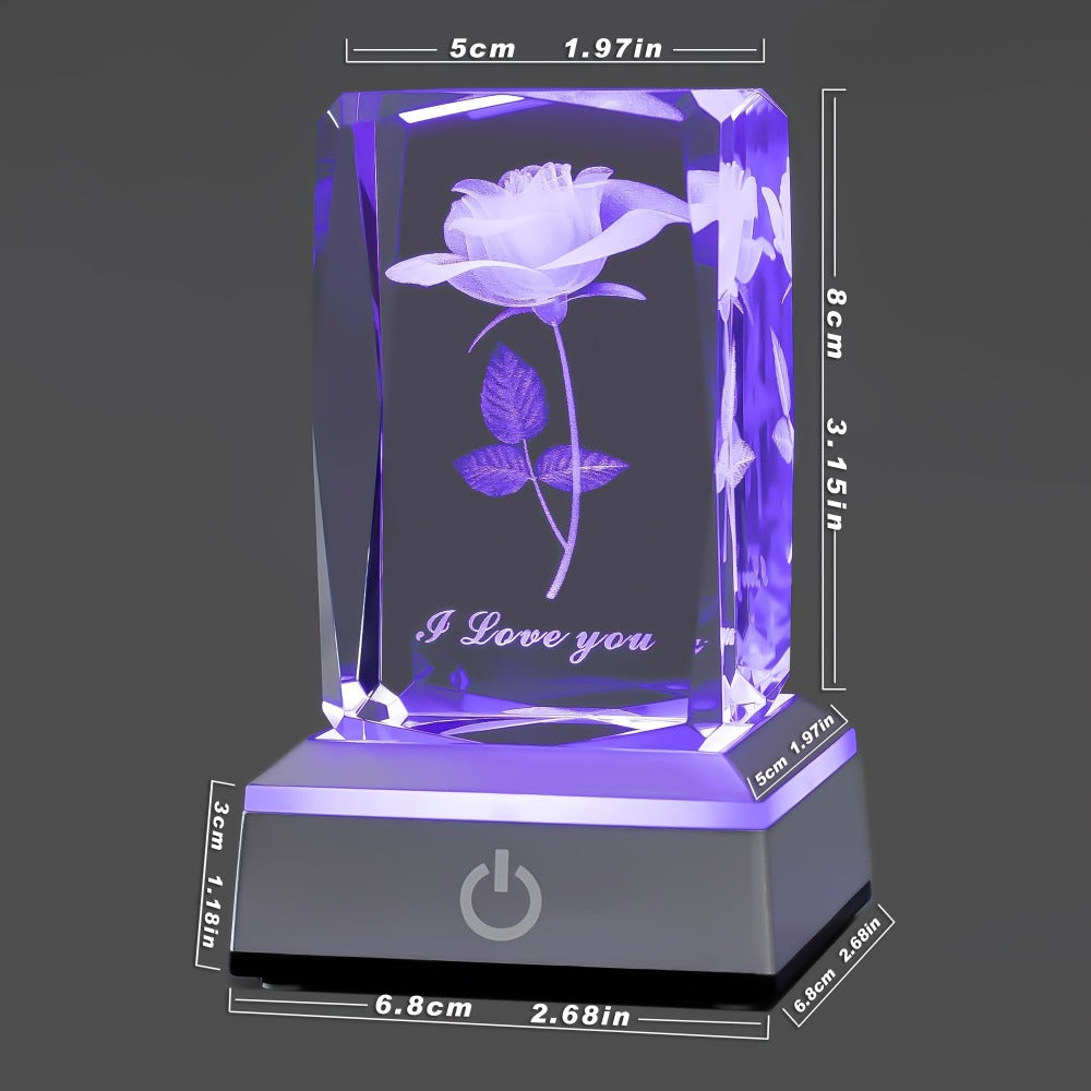 Rose Crystal LED Night Light – Colorful Floral LED Sign Lamp, Romantic Desk Light for Bedroom Vanity, Unique Gift for Girlfriend Wife Mom on Women's Day Anniversary Birthday (4 Sty - product image 10