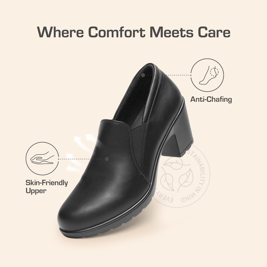 Women's Low Chunky Block Heel Slip-On Pumps - Round Toe Dress Loafers with Cushioned TPR Sole, Low Block Heels Suitable for Office, Business, Casual Wear - product image 19