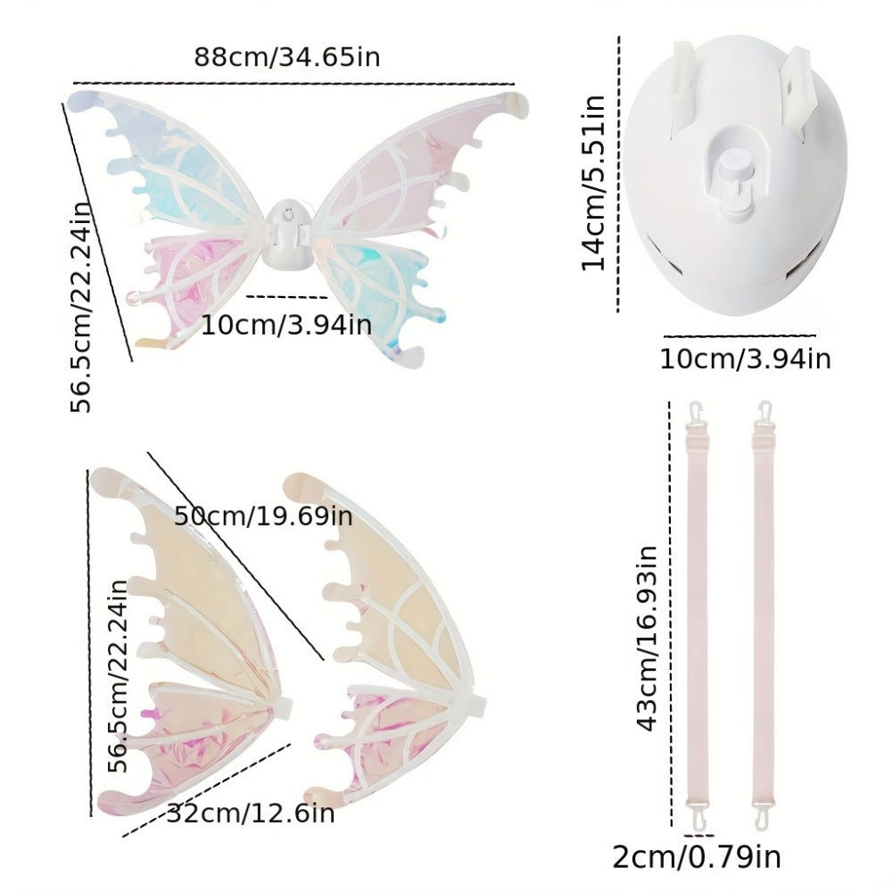 LED Butterfly Wings Glow in the Dark | Motion Sensor & Music Activated Color Changing Lights | Magical Costume Wings for Girls & Women, Halloween Dress Up, Christmas & Mardi Gras Party Accessory