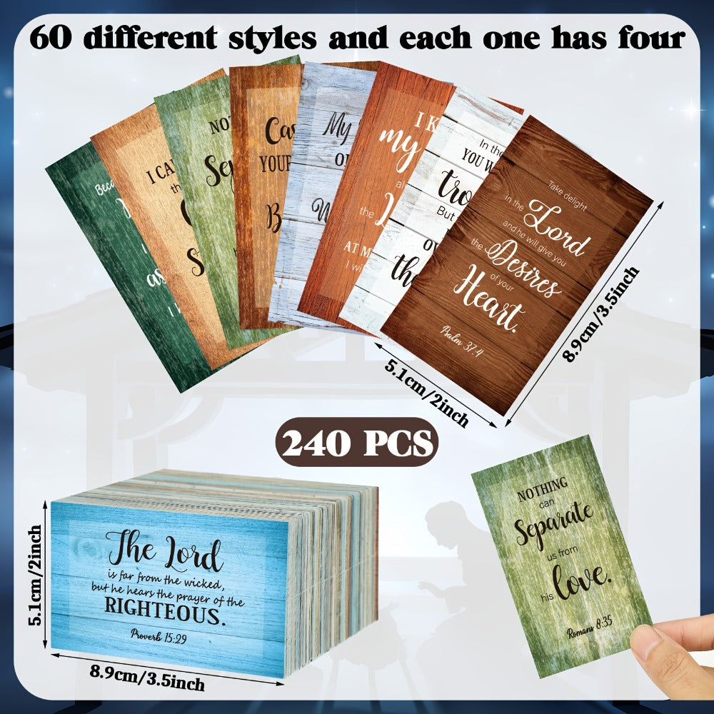 Full Scripture Mini Prayer & Inspirational Quote Cards for Women Men Students, Christian Religious Gift for Easter Christmas Baptism Graduation Sunday School Daily Devotional | Bible Verse Cards 240 Pcs Bulk