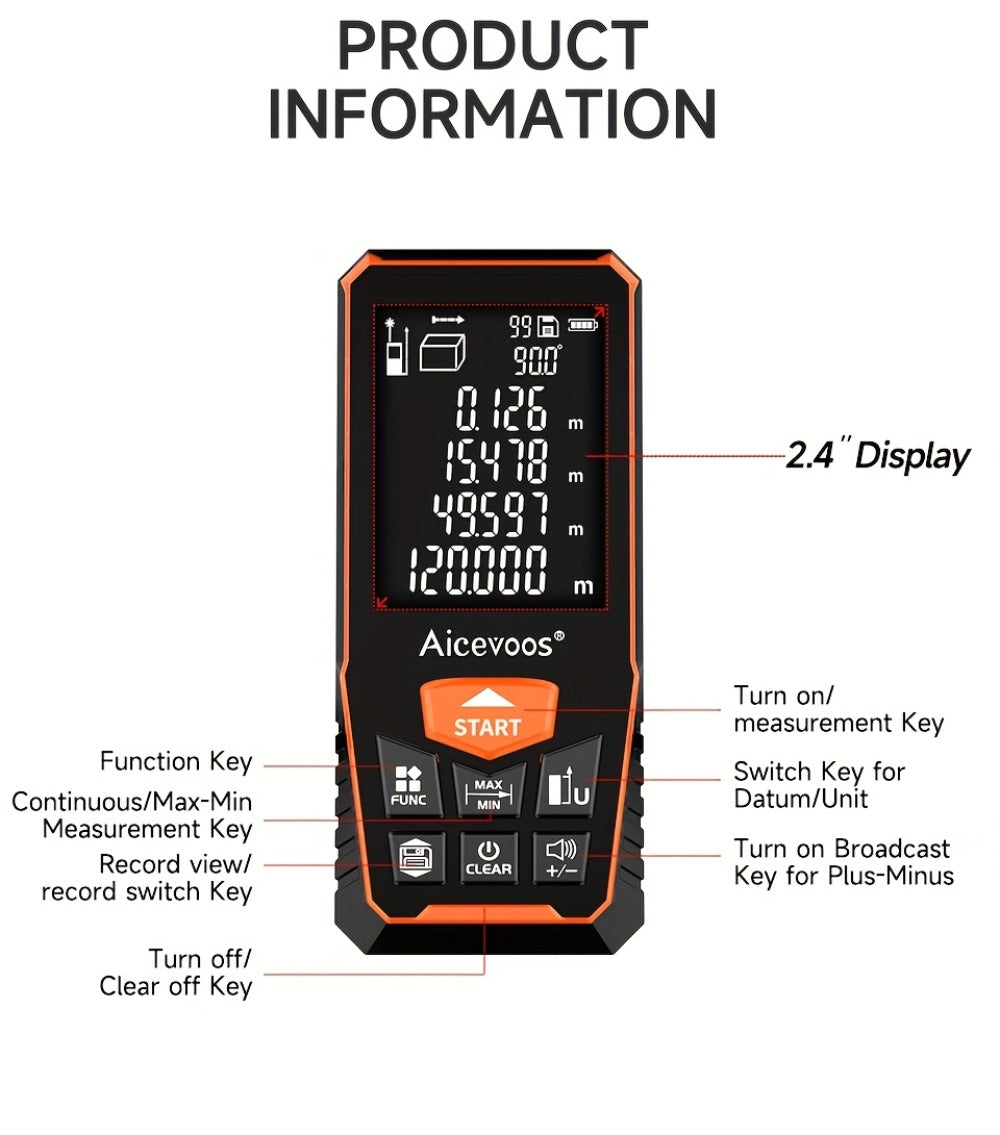 Digital Laser Rangefinder 50M 70M 100M 120M Laser Distance Meter Tape Measure Range Finder for Construction DIY Outdoor Contractor Gift - product image 32