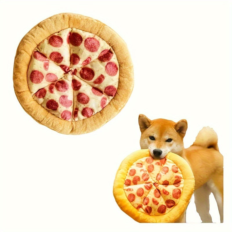 Plush Pepperoni Pizza & Donut Chew Toy for Dogs, Durable Soft Interactive Toy for All Breeds, Fun Food-Shaped Squeaky Dog Gift for Puppies & Adult Dogs - product image