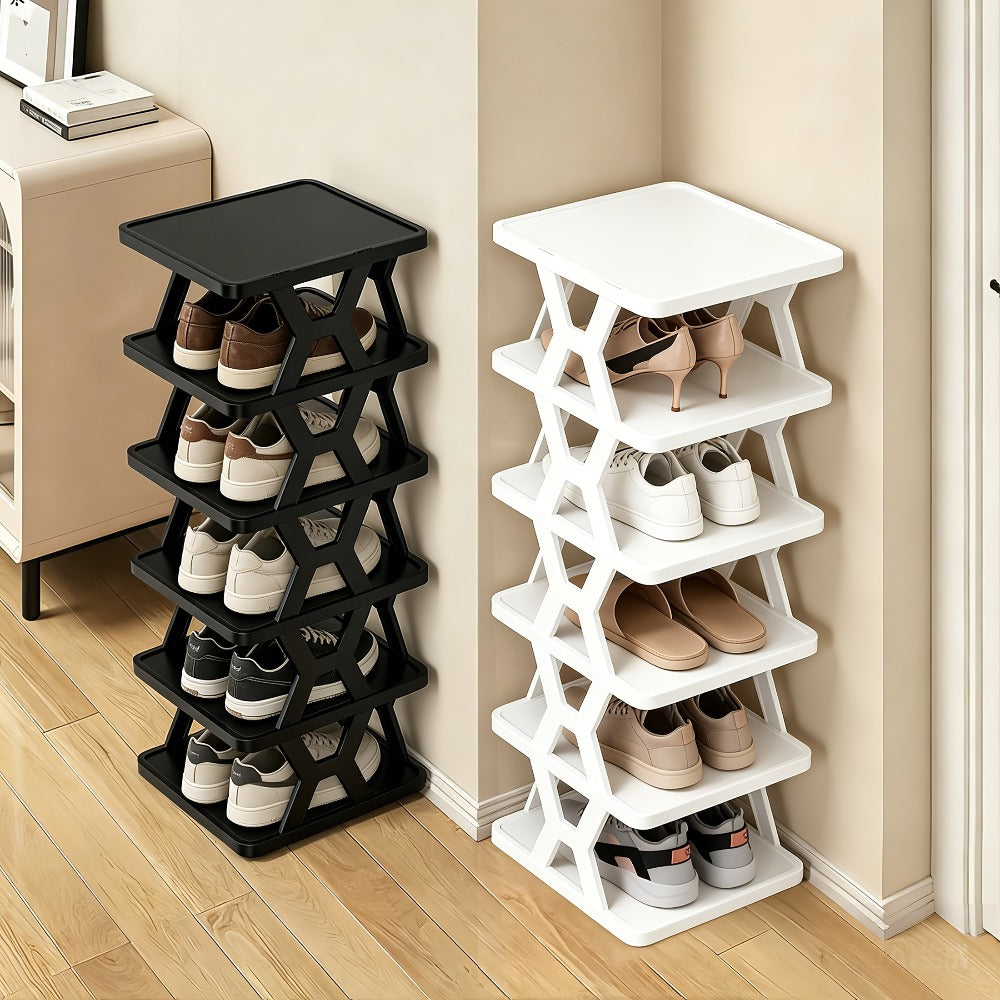 Shoe Rack Organizer 6 or 9 Tier - Space Saving Folding Shoe Rack for Hallway Doorway Bedroom Dorm, Narrow Entryway Shoe Storage, Black or White - product image 11