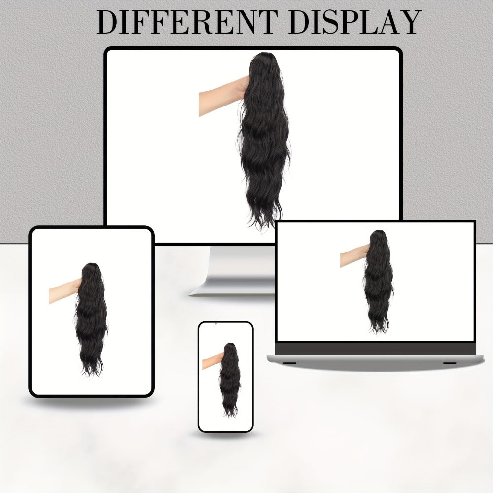 Water Wave Ponytail Extension 16 Inch Claw Clip – Heat Resistant Synthetic Voluminous Curly Hairpiece for Women | Daily Wear Party Wedding | Black Burgundy Brown Golden Multicolor - product image 8