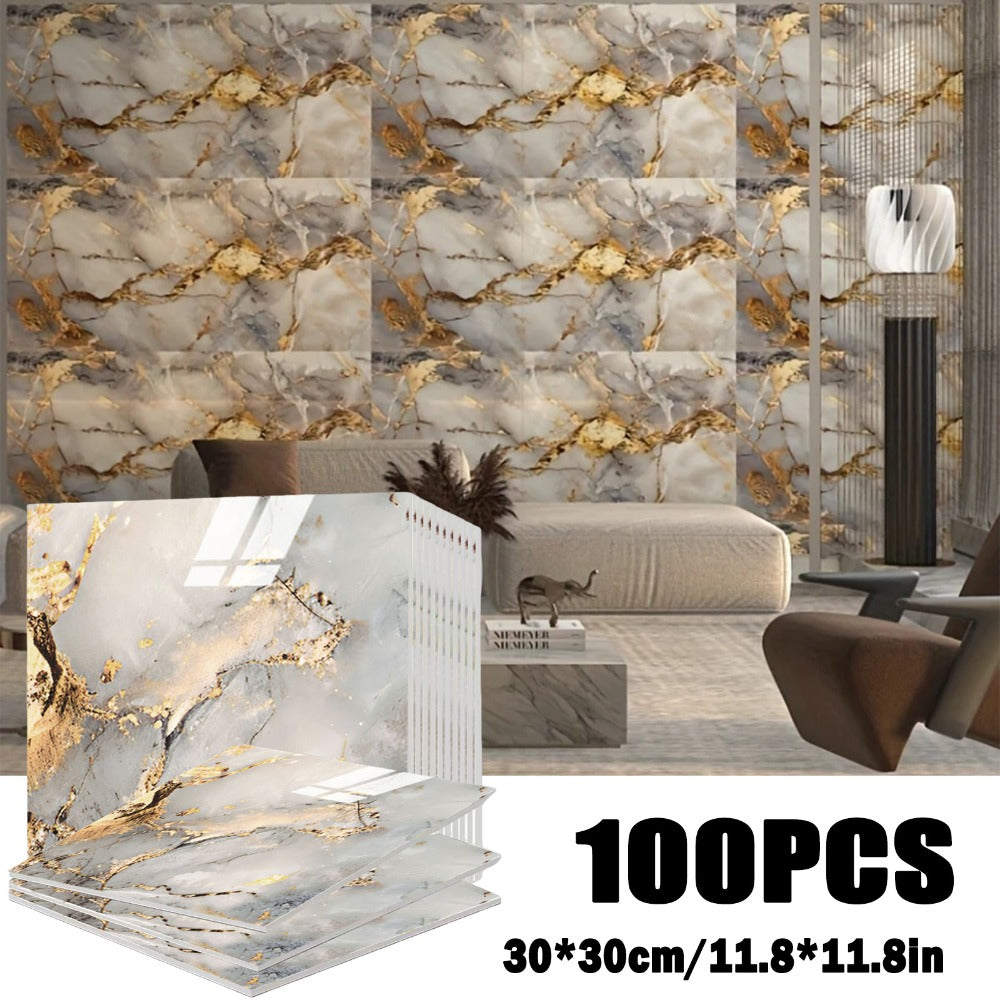 Self-Adhesive Marble Tile Stickers 11.8x11.8in Peel and Stick Wall Tiles for Bathroom Kitchen Backsplash – Waterproof 3D Glossy Imitation Marble Wall Panel, Easy to Install, 50 or  - product image 5