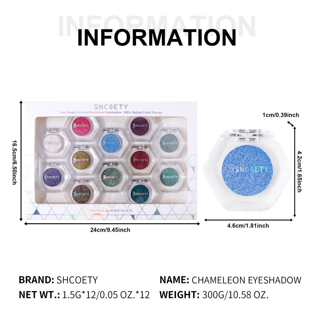 Chameleon Color-Shifting Eyeshadow Palette 12 Shades — Pearlescent Pigments Matte & Shimmer Blendable Long-Lasting Eye Makeup Kit for Women, All Skin Tones, Daily Wear & Special Oc - product image 5