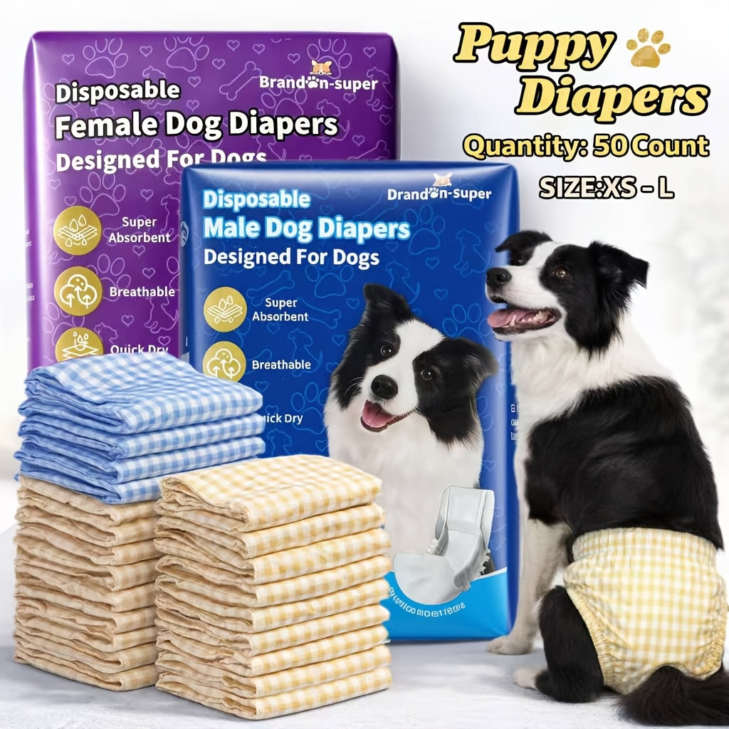 Super Absorbent Leak-Proof Pet Nappies, Comfortable Fit for Puppies, Senior Dogs, Incontinence & Post-Surgery Recovery, XXS to L | Disposable Dog Diapers - product image