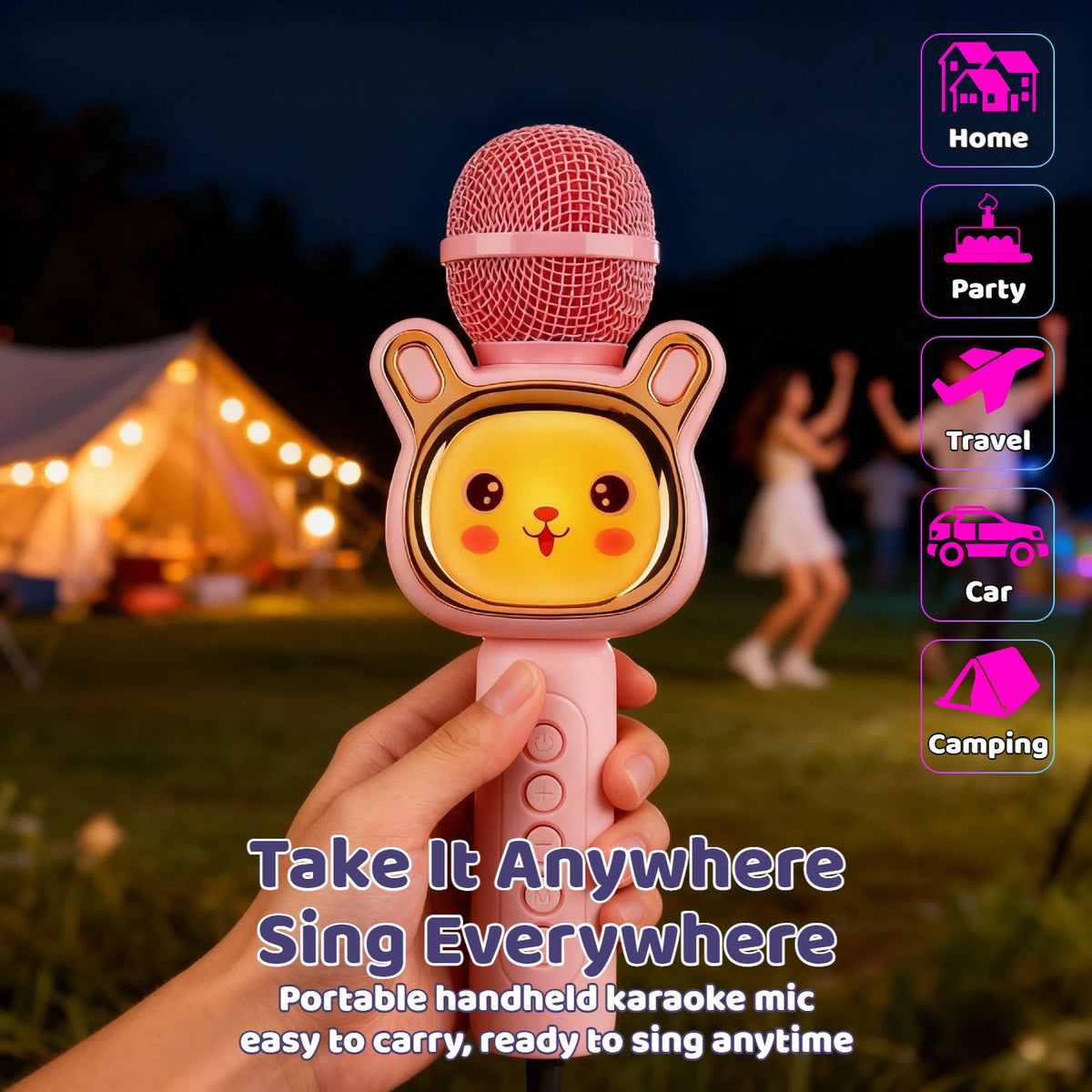Wireless Karaoke Microphone Speaker with LED Lights and Fun Voice Changer - Portable Singing Mic, Perfect for Holiday Parties, Christmas Family Gatherings, New - product image 41