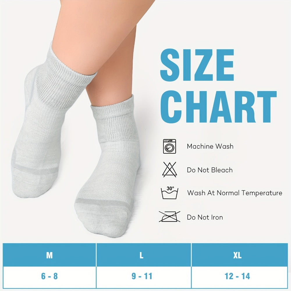 Wide Calf Socks 5 Pairs Loose Top Non-Binding Breathable Crew Socks for Men Women Plus Size Large Leg Edema Varicose Veins Comfort Fit M L Mixed Black - product image 15