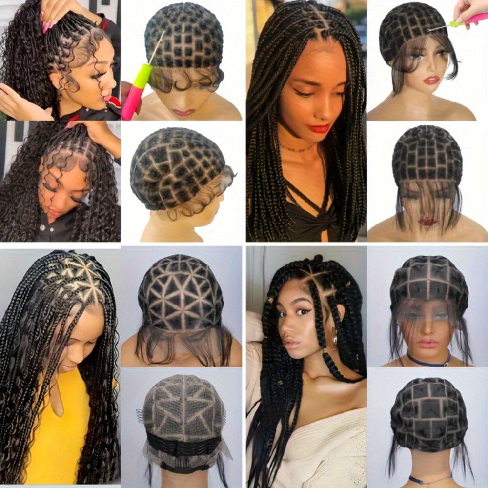 Braided Wig Cap Double Full Lace with Baby Hair Glueless Breathable Adjustable 22 Inch | 81-120 Sections Goddess Box Braid Faux Locs Passion Twist Crochet - product image 11
