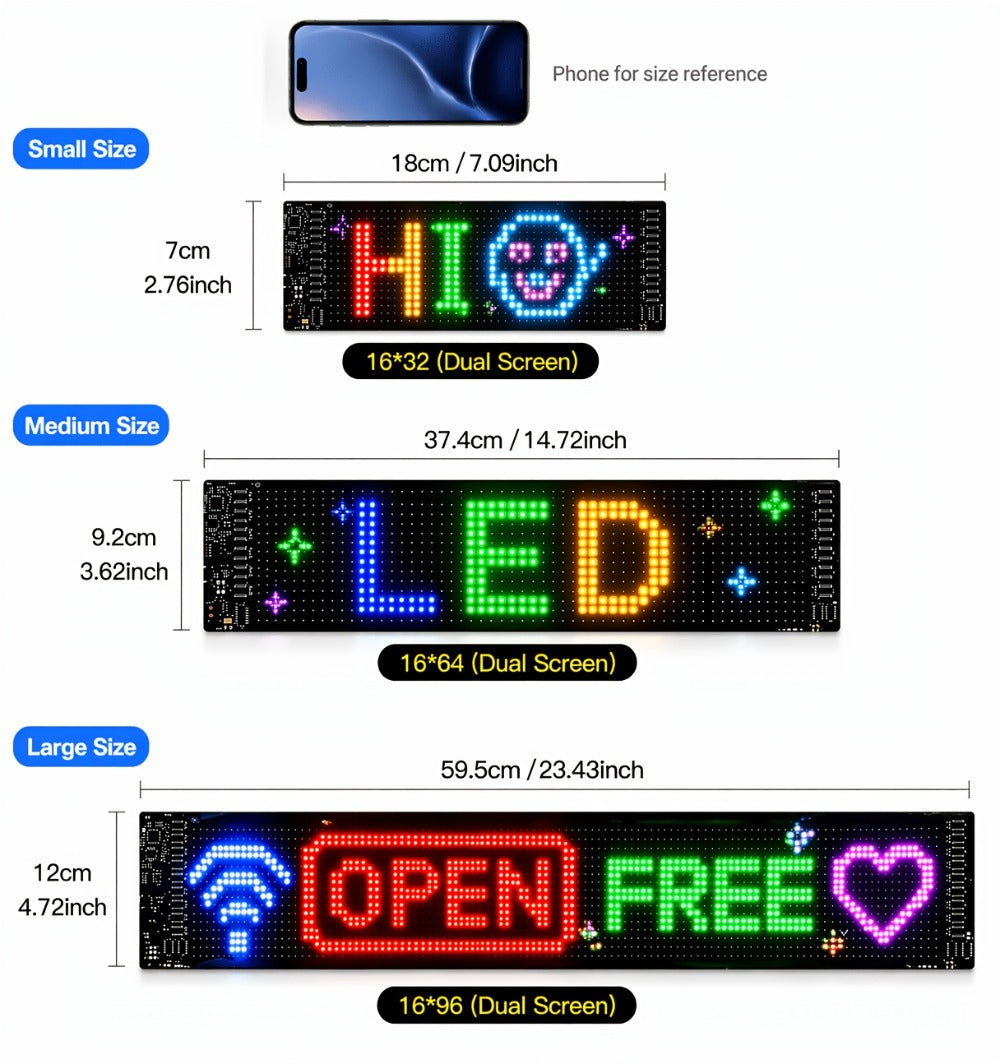 Programmable LED Sign – Flexible Matrix Display with App Control, Custom Text & Animations, Music Sync, USB Powered LED Panel for Bedroom Decor Store Window Business Display (3 Siz - product image 13